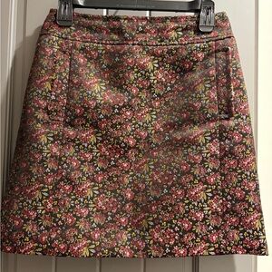 LOFT Floral Jacquard A-Line Skirt | sz 0 | Textured Brocade